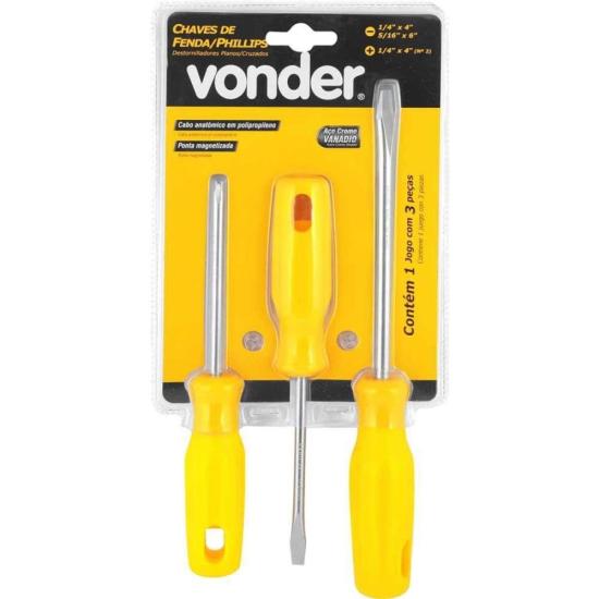 Jogo de Chaves de Fenda/Phillips Com 3 Peças Vonder por 33,99 à vista no boleto/pix ou parcele em até 1x sem juros. Compre na loja Mundomax!