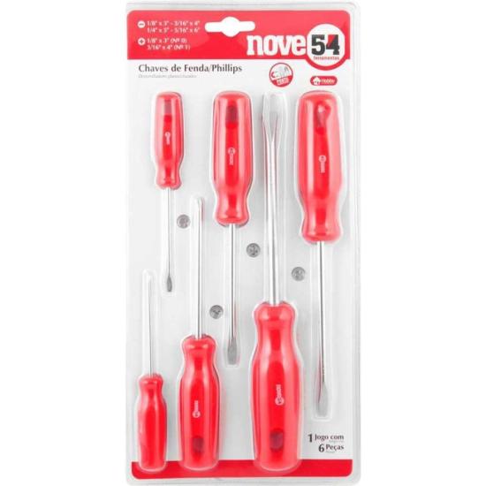 Jogo de Chaves Fenda/Phillips Com 6 Peças Nove54 por 33,99 à vista no boleto/pix ou parcele em até 1x sem juros. Compre na loja Mundomax!