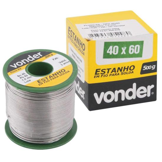 Estanho em Fio Para Solda 500g Verde 40x60 1mm Vonder por 113,99 à vista no boleto/pix ou parcele em até 4x sem juros. Compre na loja Mundomax!