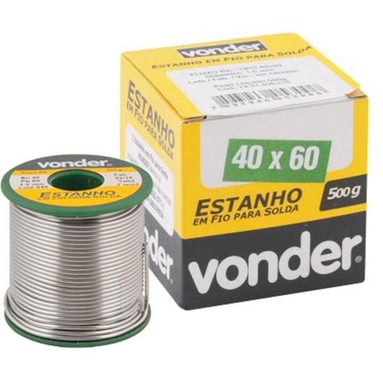 Estanho em Fio Para Solda 500g Verde 40x60 1,5mm Vonder por 105,99 à vista no boleto/pix ou parcele em até 4x sem juros. Compre na loja Mundomax!