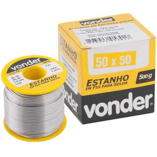 Estanho em Fio Para Solda 500g Amarelo 50x50 1,5mm Vonder por 125,99 à vista no boleto/pix ou parcele em até 5x sem juros. Compre na loja Mundomax!