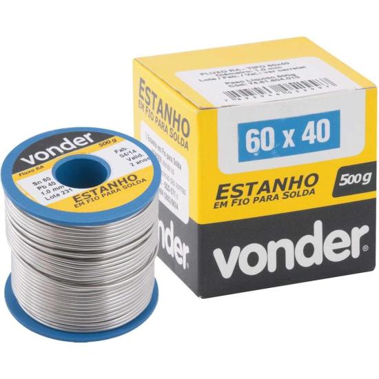 Estanho em Fio Para Solda 500g Azul 60x40 1mm Vonder por 149,99 à vista no boleto/pix ou parcele em até 5x sem juros. Compre na loja Mundomax!