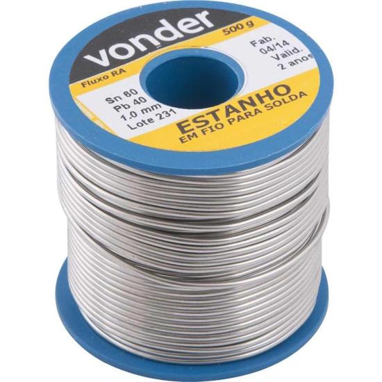 Estanho em Fio Para Solda 500g Azul 60x40 1mm Vonder por 149,99 à vista no boleto/pix ou parcele em até 5x sem juros. Compre na loja Mundomax!