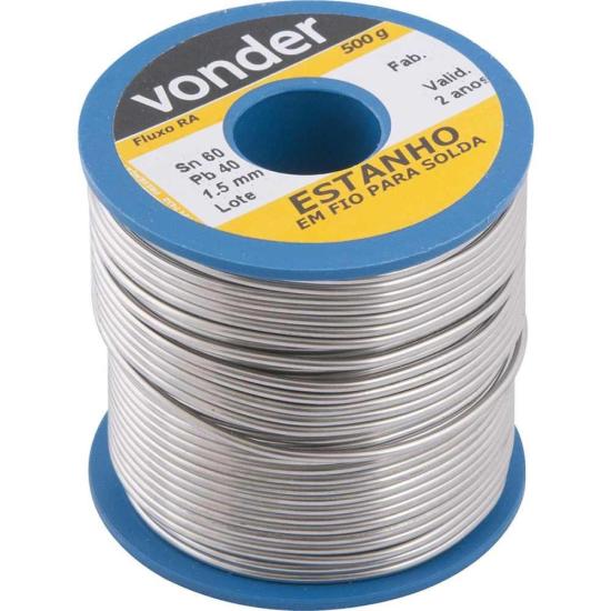 Estanho em Fio Para Solda 500g Azul 60x40 1,5mm Vonder por 148,99 à vista no boleto/pix ou parcele em até 5x sem juros. Compre na loja Mundomax!