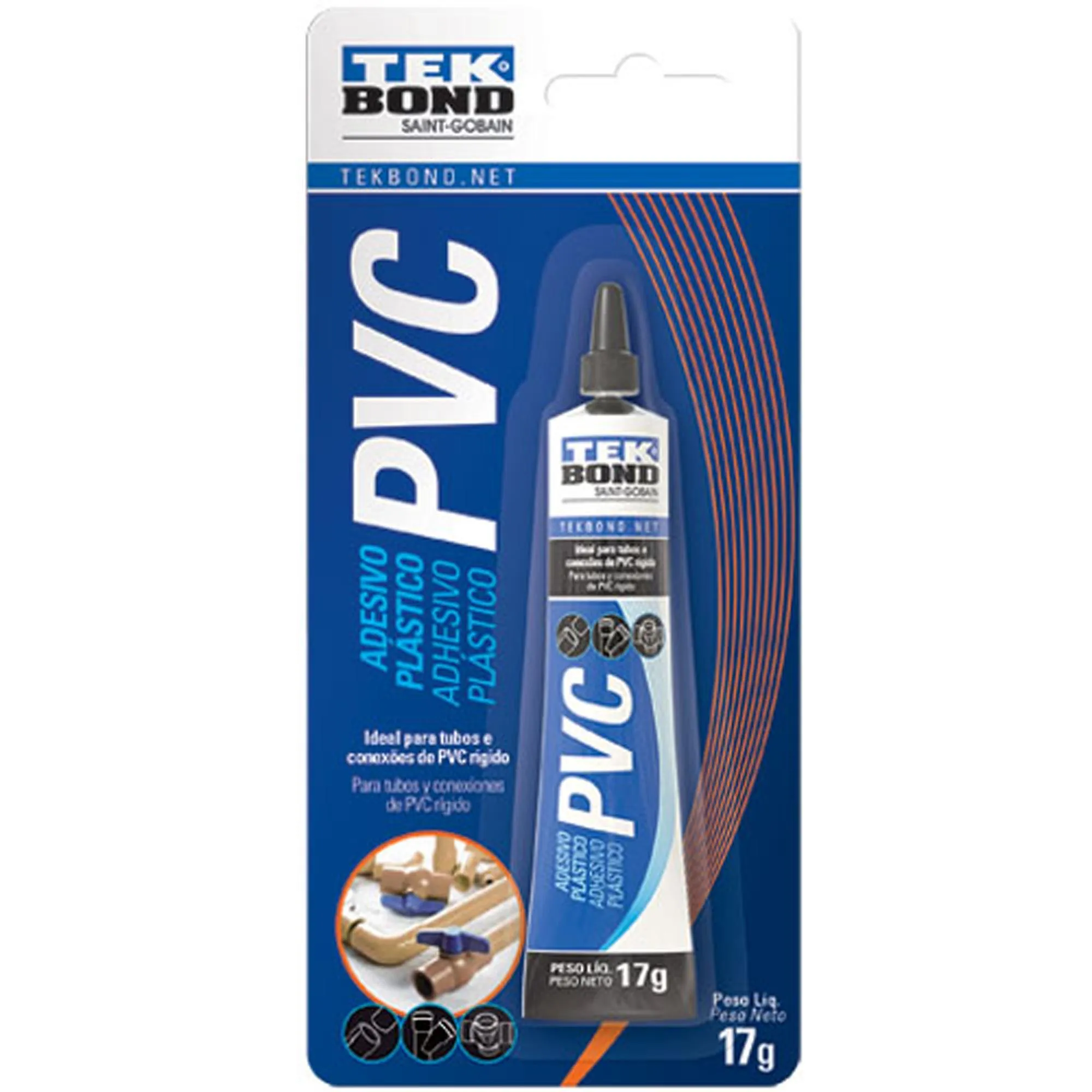 Adesivo Plástico Para Tubos de PVC 17g Blister Tekbond - Caixa Fechada (81335)