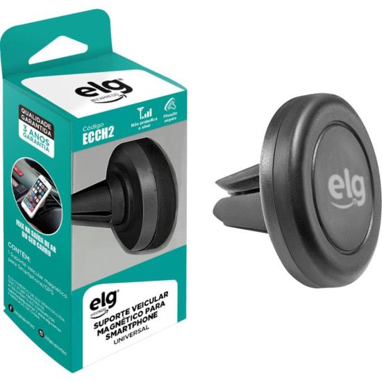 Suporte Veicular Magnético Universal ECCH2 Preto ELG por 0,00 à vista no boleto/pix ou parcele em até 1x sem juros. Compre na loja Mundomax!