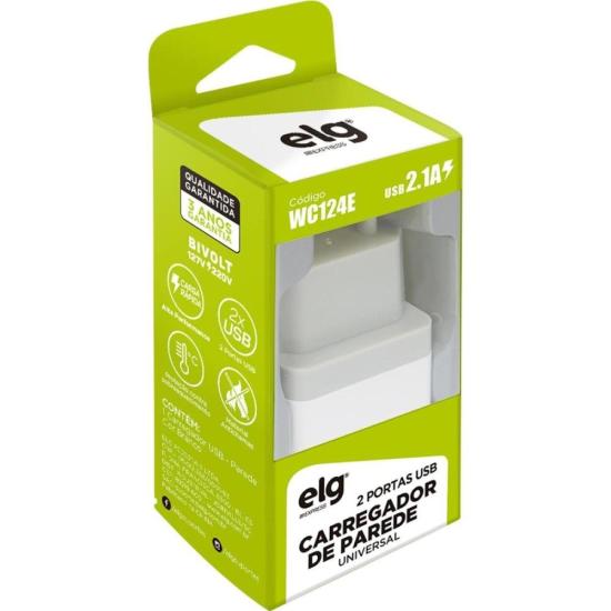 Carregador de Parede Universal WC124E Branco 2P USB ELG por 34,00 à vista no boleto/pix ou parcele em até 1x sem juros. Compre na loja Mundomax!