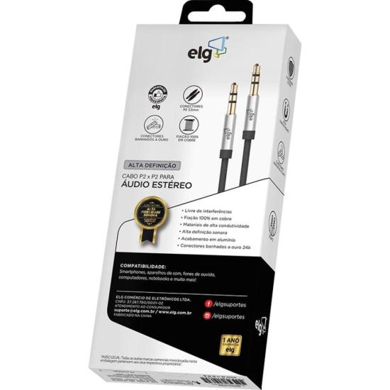 Cabo P2 X P2 P3510HD 1m Preto ELG por 17,99 à vista no boleto/pix ou parcele em até 1x sem juros. Compre na loja Mundomax!