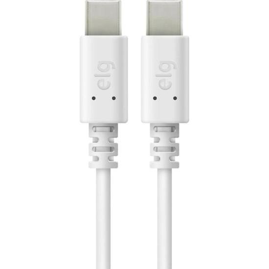 Cabo Reversível USB Tipo C TC2TC Branco ELG por 29,99 à vista no boleto/pix ou parcele em até 1x sem juros. Compre na loja Mundomax!