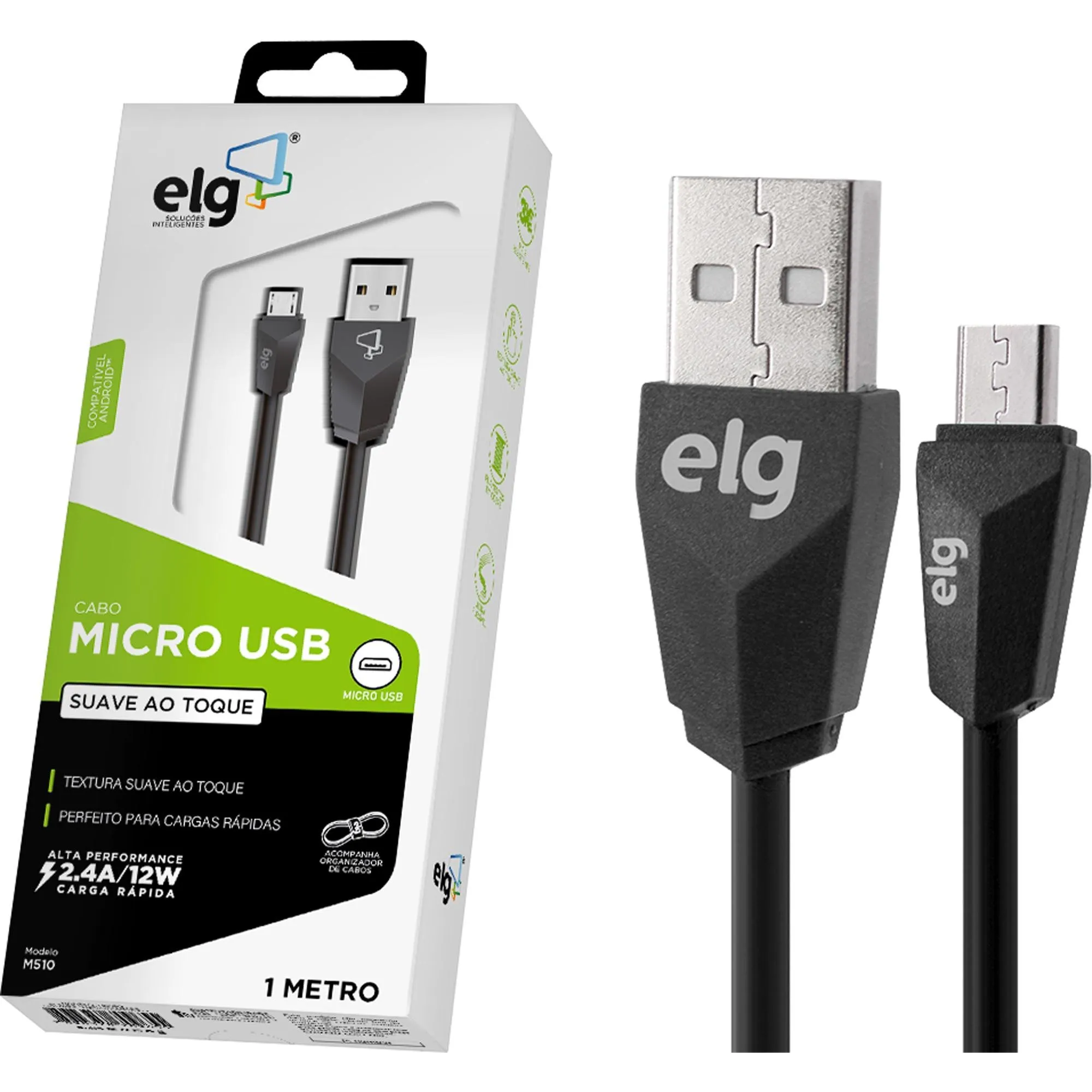 Cabo Micro USB M510 1m Preto ELG (81459)