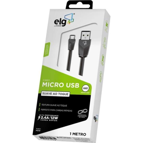 Cabo Micro USB M510 1m Preto ELG por 18,00 à vista no boleto/pix ou parcele em até 1x sem juros. Compre na loja Mundomax!