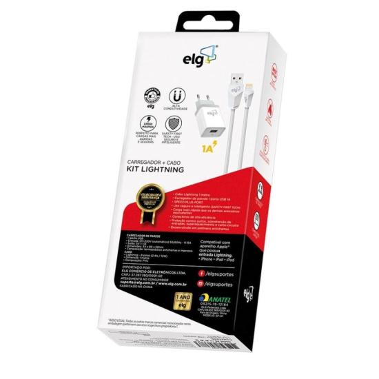 Carregador e Cabo Lightning KT810WC 1m Branco ELG por 52,99 à vista no boleto/pix ou parcele em até 2x sem juros. Compre na loja Mundomax!