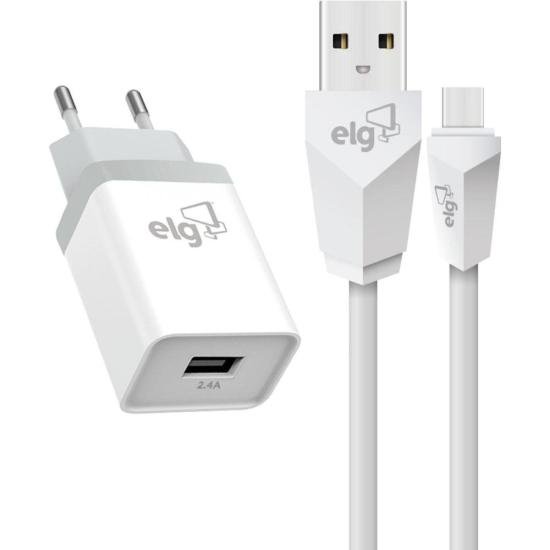 Carregador e Cabo Tipo C KTC10WC Branco ELG por 55,00 à vista no boleto/pix ou parcele em até 2x sem juros. Compre na loja Mundomax!