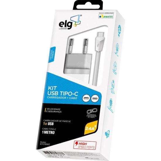 Carregador e Cabo Tipo C KTC10WC Branco ELG por 55,00 à vista no boleto/pix ou parcele em até 2x sem juros. Compre na loja Mundomax!