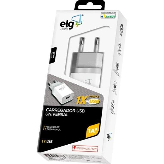 Carregador USB 1A WC1A 1 Saída Branco Bivolt ELG por 31,00 à vista no boleto/pix ou parcele em até 1x sem juros. Compre na loja Mundomax!