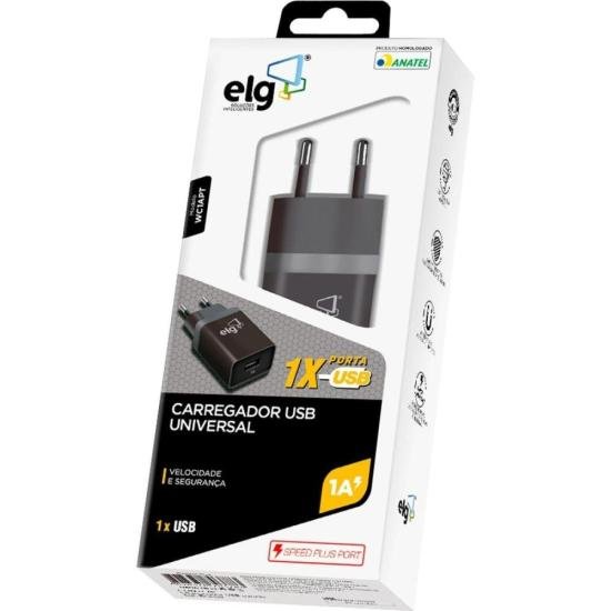 Carregador USB 1A WC1APT 1 Saida Preto Bivolt ELG por 32,00 à vista no boleto/pix ou parcele em até 1x sem juros. Compre na loja Mundomax!