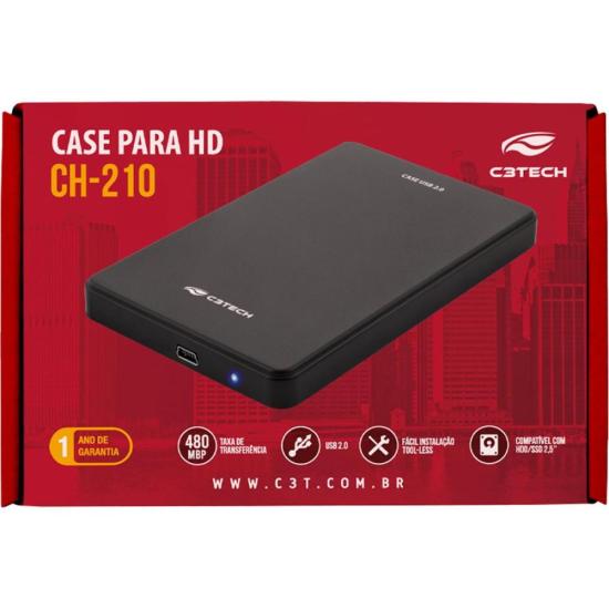 Case Para HD 2.5\" Externo CH-210BK C3Tech por 34,99 à vista no boleto/pix ou parcele em até 1x sem juros. Compre na loja Mundomax!