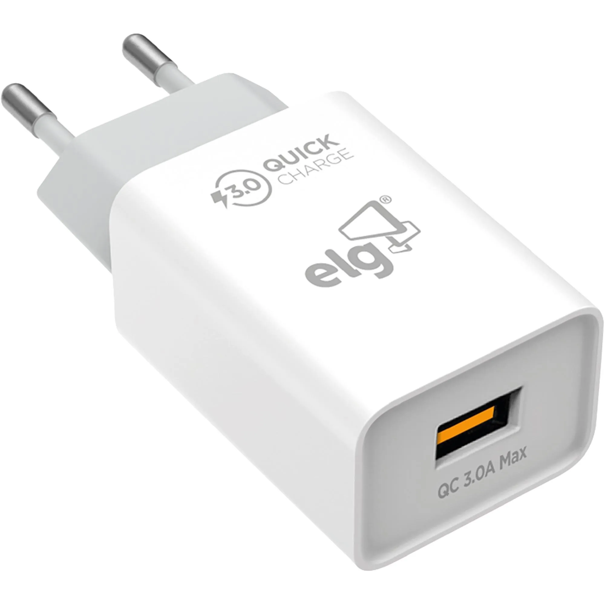 Carregador USB + USB Tipo C 3A WC2S-PDQC Branco ELG - Mundomax