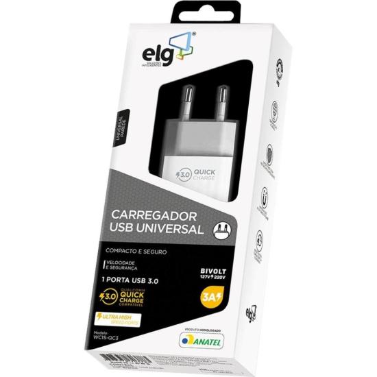 Carregador USB 3A WC1S-QC3 Branco ELG por 60,00 à vista no boleto/pix ou parcele em até 2x sem juros. Compre na loja Mundomax!