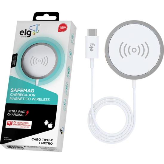 Carregador Magnético Sem Fio WQ2WH Branco ELG por 148,99 à vista no boleto/pix ou parcele em até 5x sem juros. Compre na loja Mundomax!