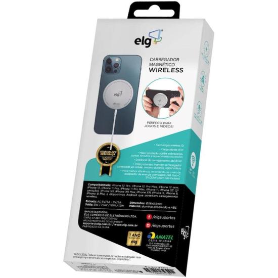 Carregador Magnético Sem Fio WQ2WH Branco ELG por 148,99 à vista no boleto/pix ou parcele em até 5x sem juros. Compre na loja Mundomax!