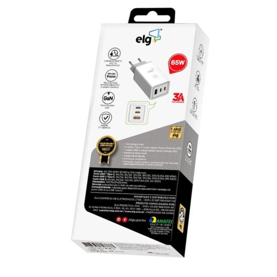 Carregador USB W65GAN 3 Saídas 3A ELG por 259,99 à vista no boleto/pix ou parcele em até 10x sem juros. Compre na loja Mundomax!