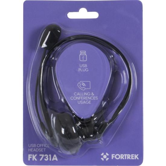 Headset Office Fortrek FK 731A USB Preto por 96,67 à vista no boleto/pix ou parcele em até 3x sem juros. Compre na loja Fortrek!