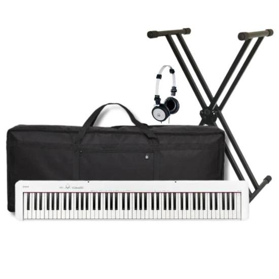 Kit Piano Digital Casio CDP-S110WE BR+ Suporte + Acessórios (81507)