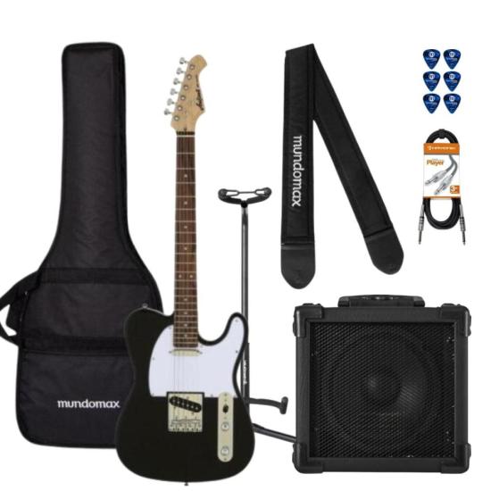 Kit Guitarra Tele Aria  TEG-002 BK + Cubo + Acessórios (81603)