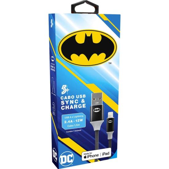 Cabo USB-A Para Lightning Batman 1,5m 5+ por 111,99 à vista no boleto/pix ou parcele em até 4x sem juros. Compre na loja Mundomax!