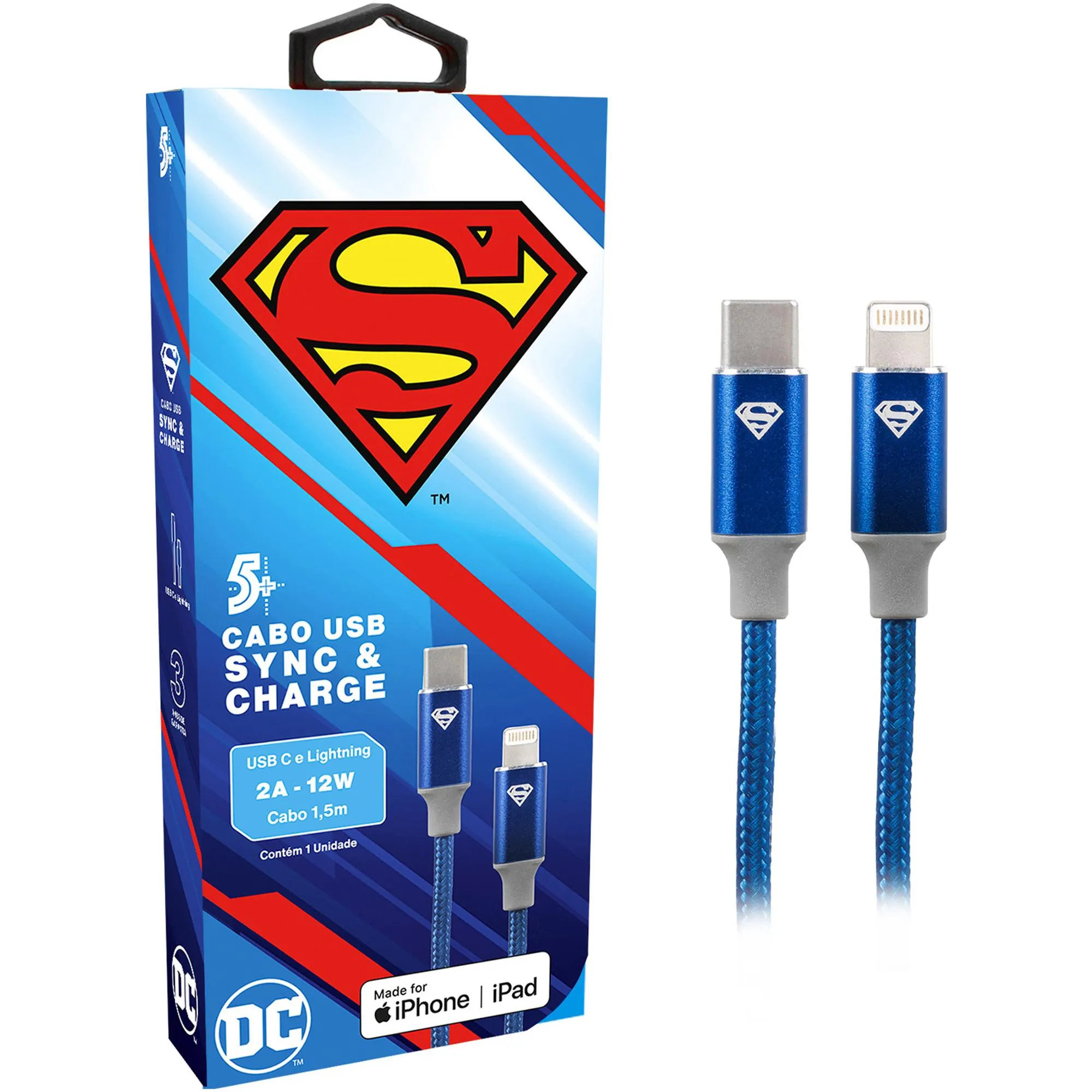 Cabo USB-C Para Lightning Superman 1,5m 5+ (81715)