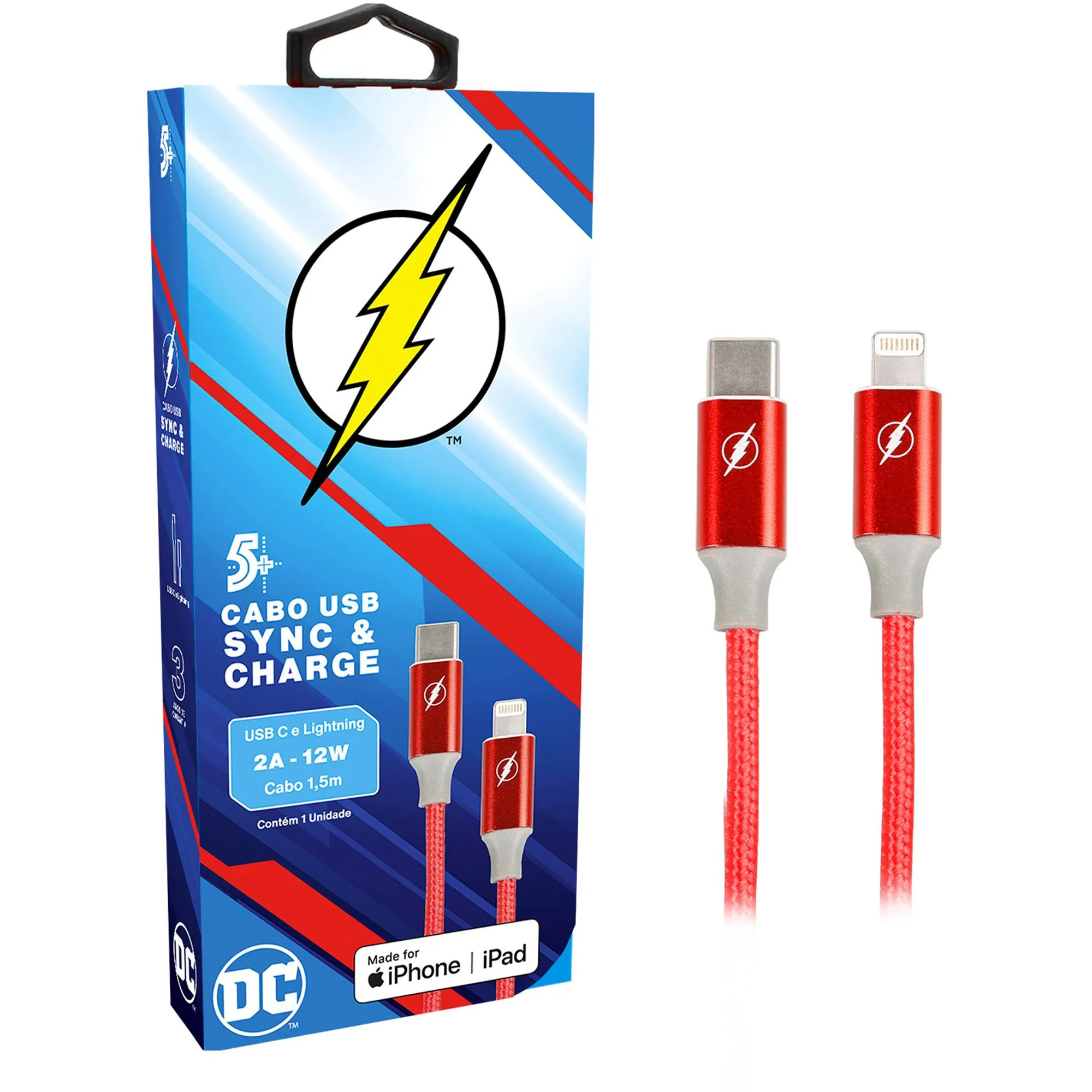 Cabo USB-C Para Lightning Flash 1,5m 5+ (81716)