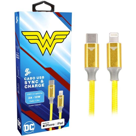 Cabo USB-C Para Lightning Wonder Woman 1,5m 5+ por 159,99 à vista no boleto/pix ou parcele em até 6x sem juros. Compre na loja Mundomax!
