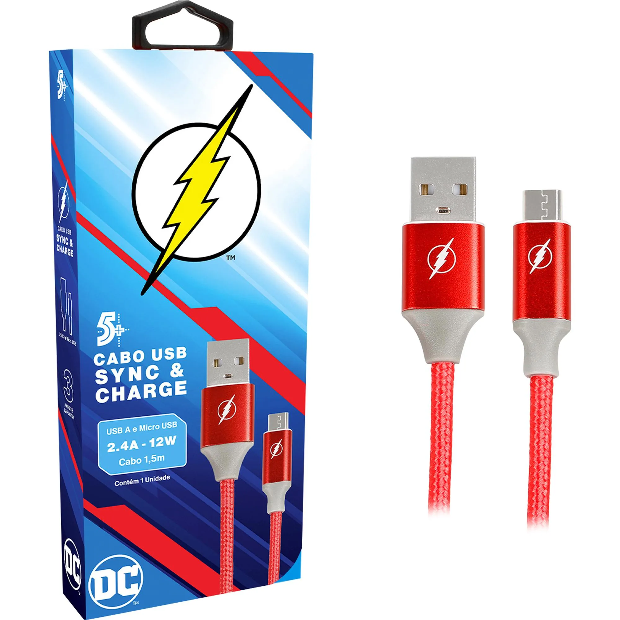 Cabo USB-A Para Micro USB Flash 1,5m 5+ (81720)
