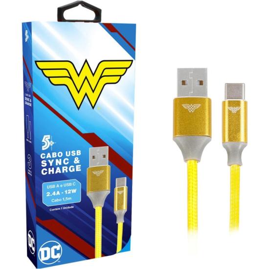 Cabo USB-A Para USB-C Wonder Woman 1,5m 5+ por 55,99 à vista no boleto/pix ou parcele em até 2x sem juros. Compre na loja Mundomax!