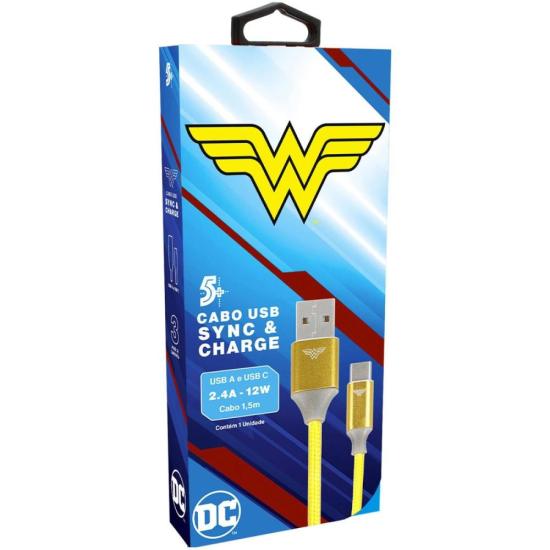 Cabo USB-A Para USB-C Wonder Woman 1,5m 5+ por 55,99 à vista no boleto/pix ou parcele em até 2x sem juros. Compre na loja Mundomax!