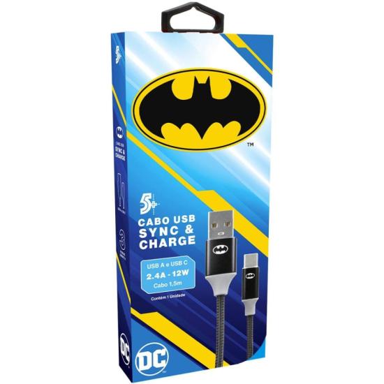 Cabo USB-A Para USB-C Batman 1,5m 5+ por 55,99 à vista no boleto/pix ou parcele em até 2x sem juros. Compre na loja Mundomax!