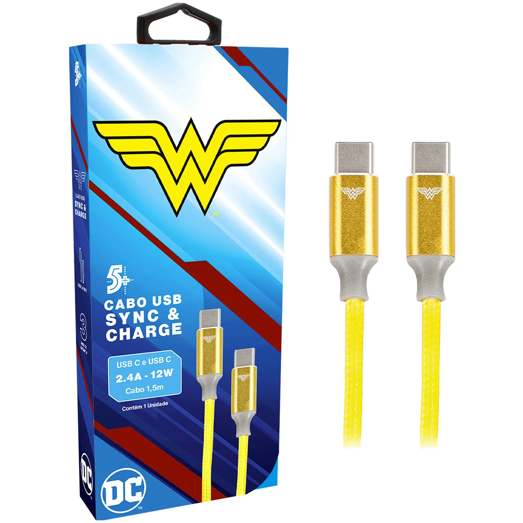 Cabo USB-C Para USB-C Wonder Woman 1,5m 5+ (81729)