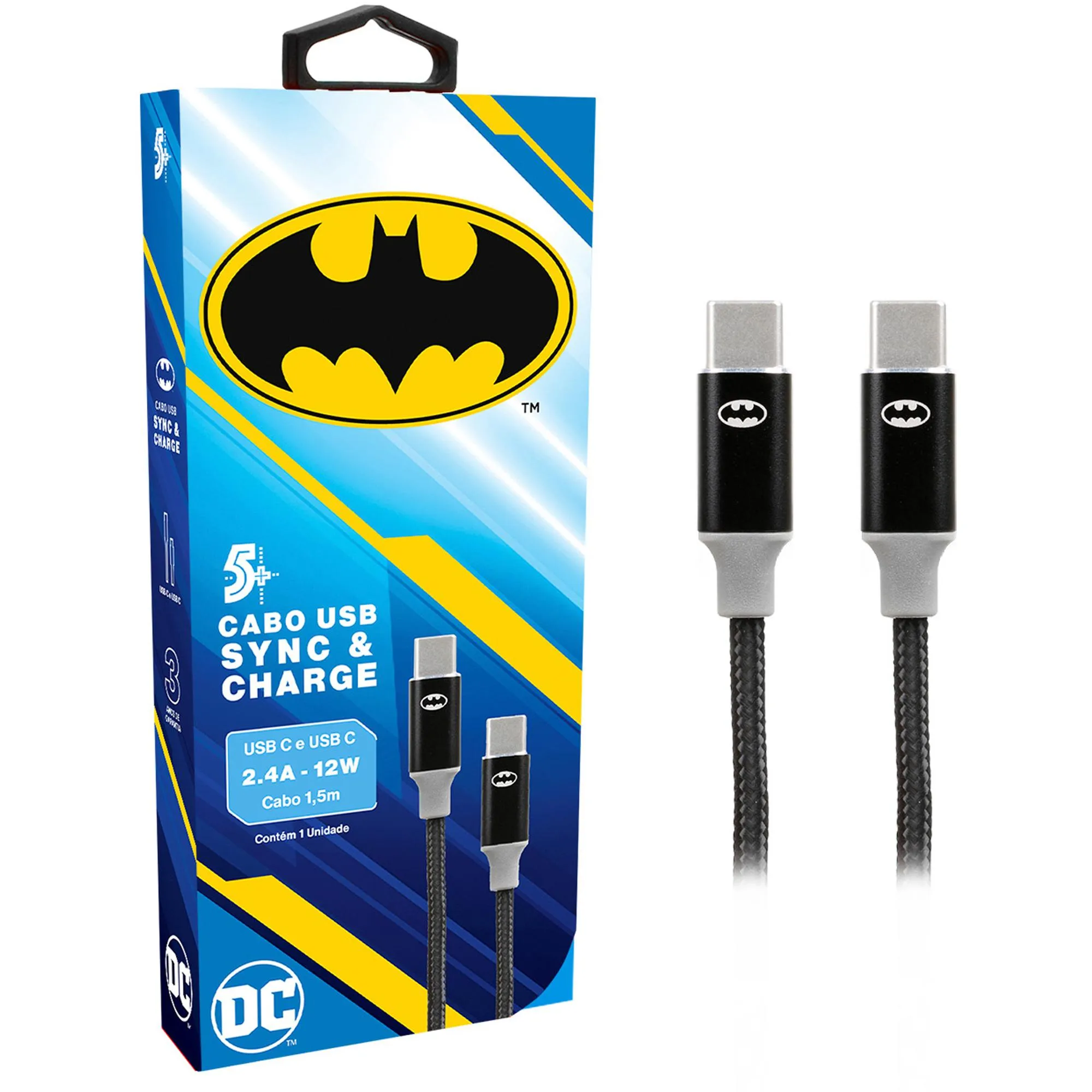 Cabo USB-C Para USB-C Batman 1,5m 5+ (81730)