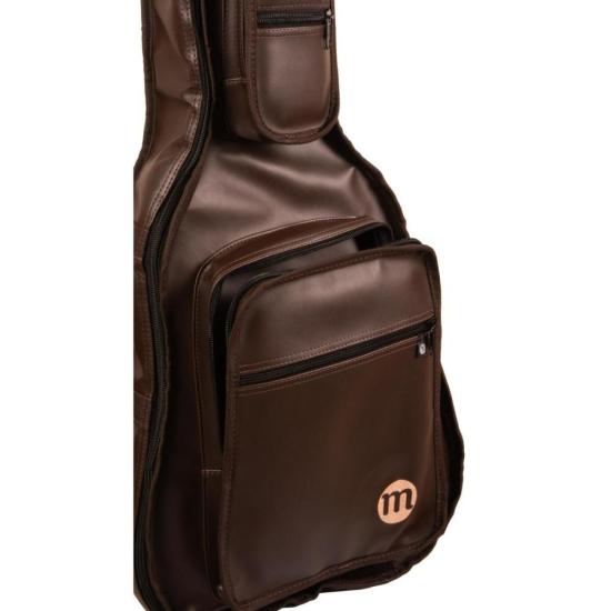 Capa para Violão Folk Premium Couro Sintético Marrom Mundomax por 278,00 à vista no boleto/pix ou parcele em até 10x sem juros. Compre na loja Mundomax!