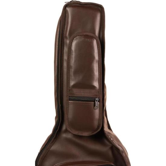Capa para Violão Folk Premium Couro Sintético Marrom Mundomax por 278,00 à vista no boleto/pix ou parcele em até 10x sem juros. Compre na loja Mundomax!