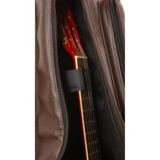 Capa para Violão Folk Premium Couro Sintético Marrom Mundomax por 278,00 à vista no boleto/pix ou parcele em até 10x sem juros. Compre na loja Mundomax!