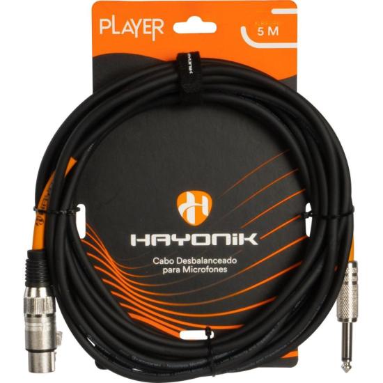 Cabo Para Microfone Player XLR(F) X P10 5m Preto Hayonik