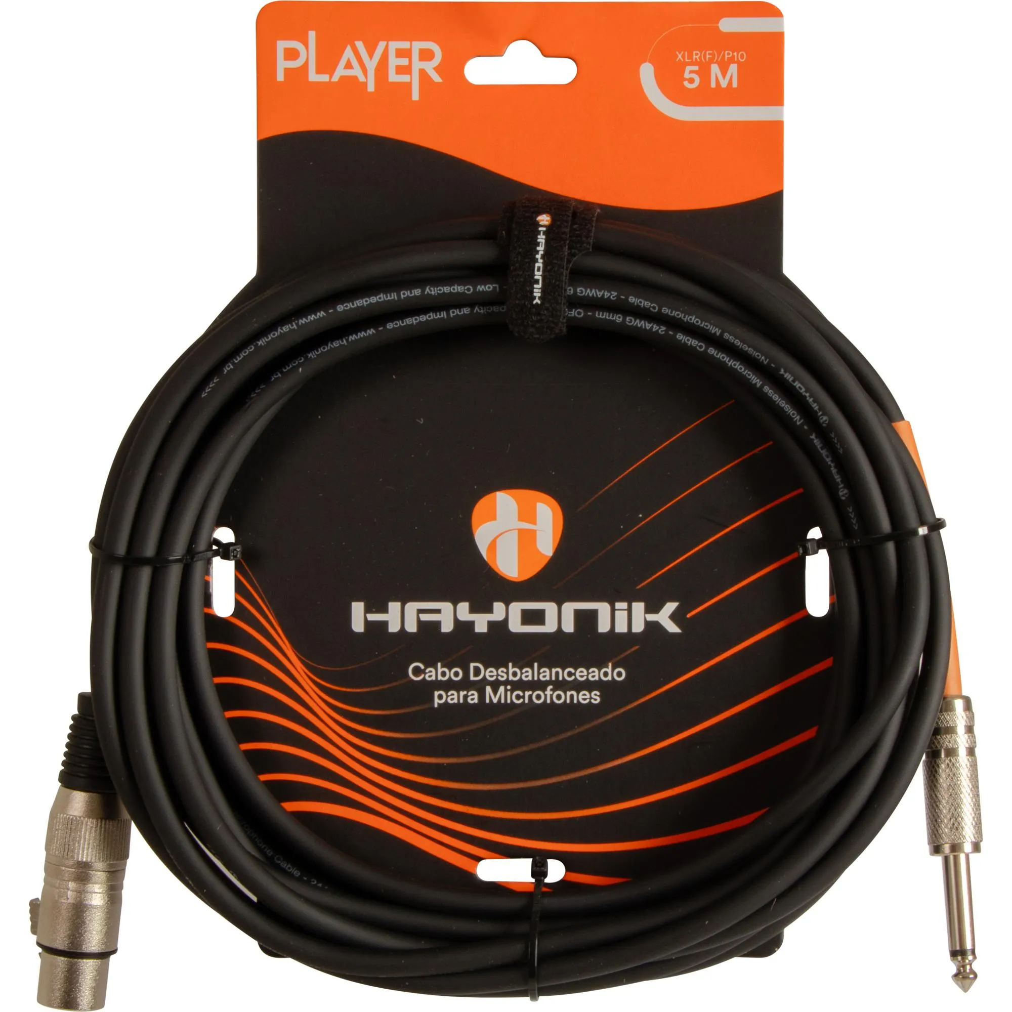Cabo Para Microfone Player XLR(F) X P10 5m Preto Hayonik (81874)