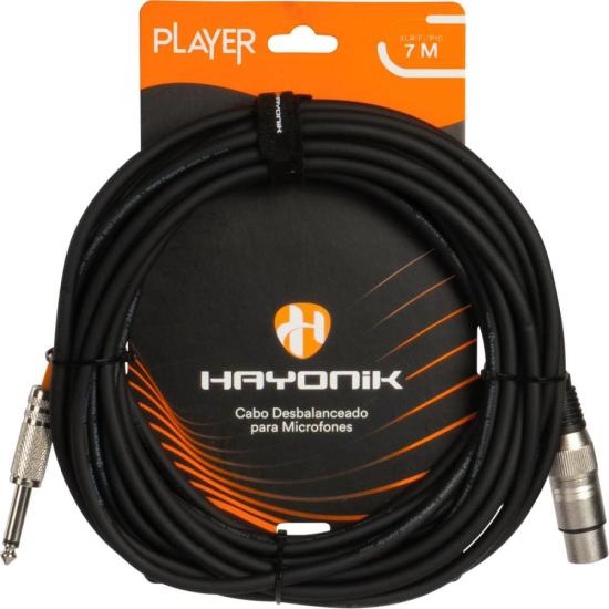 Cabo Para Microfone Hayonik Player XLR Fêmea x P10 7m Preto por 70,00 à vista no boleto/pix ou parcele em até 2x sem juros. Compre na loja Mundomax!
