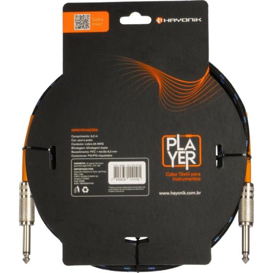 Cabo Para Instrumento Têxtil Hayonik Player P10 5m Preto/Azul por 59,00 à vista no boleto/pix ou parcele em até 2x sem juros. Compre na loja Mundomax!