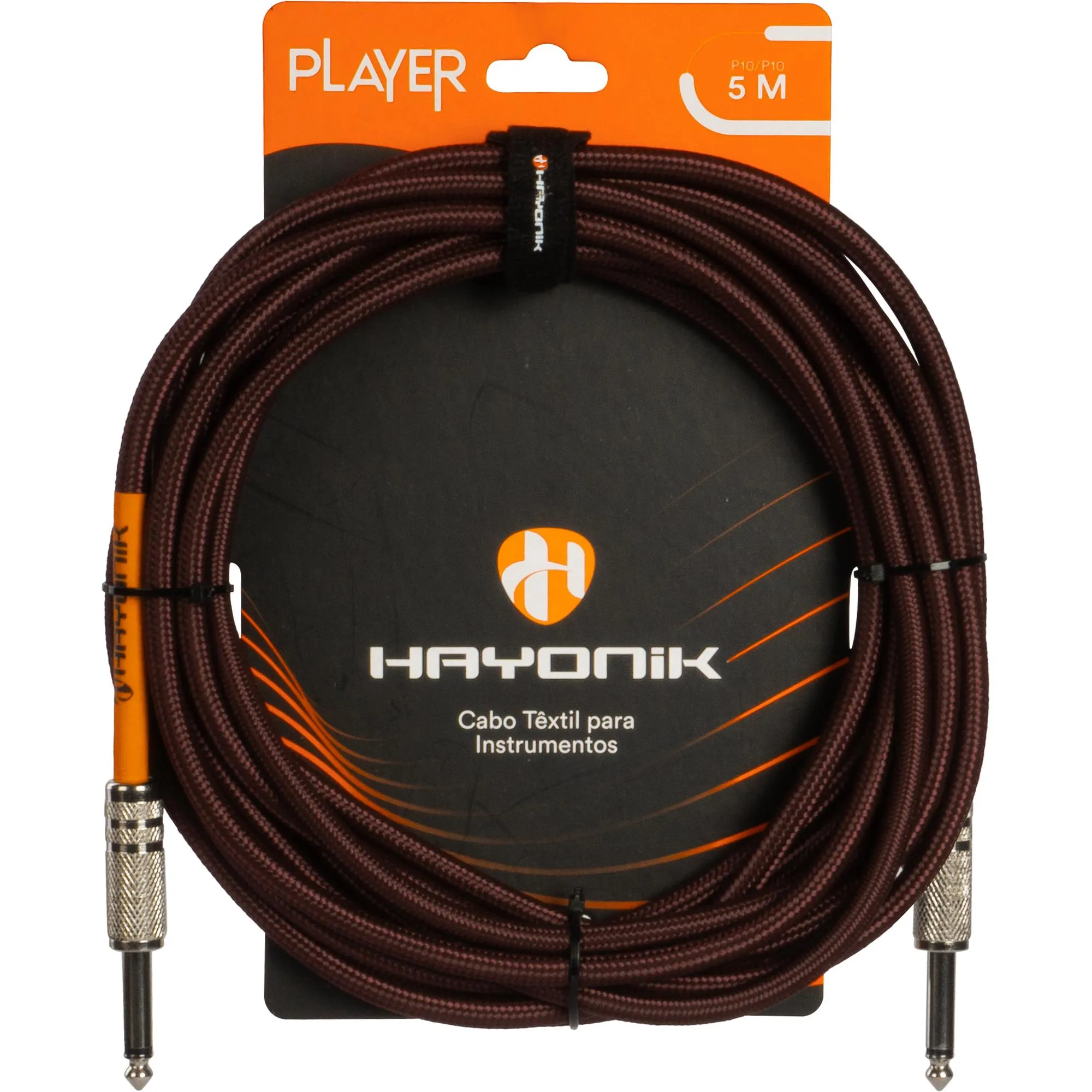 Cabo Para Instrumentos Player P10 Textil 5m Marrom Hayonik (81891)