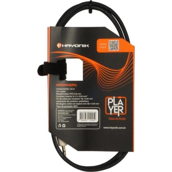 Cabo de Áudio Hayonik Player P2 x P2 1,2m Preto por 20,00 à vista no boleto/pix ou parcele em até 1x sem juros. Compre na loja Mundomax!
