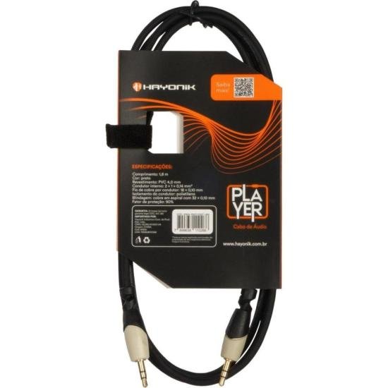 Cabo de Áudio Hayonik Player P2 x P2 1,8m Preto por 36,00 à vista no boleto/pix ou parcele em até 1x sem juros. Compre na loja Mundomax!