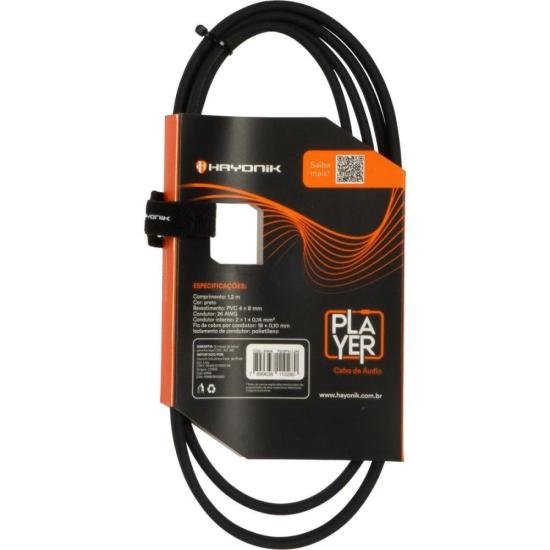Cabo de Áudio Hayonik Player 1 P2 x 2 P10 1,2m Preto por 32,00 à vista no boleto/pix ou parcele em até 1x sem juros. Compre na loja Mundomax!